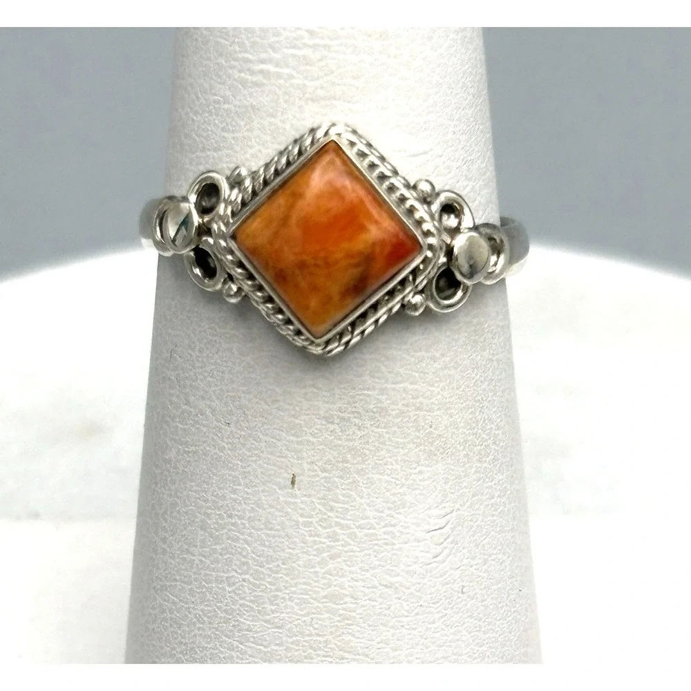 Sterling Silver Spiny Oyster Ring 925 Size 6 Byzantine Scrolls Boho Excellent